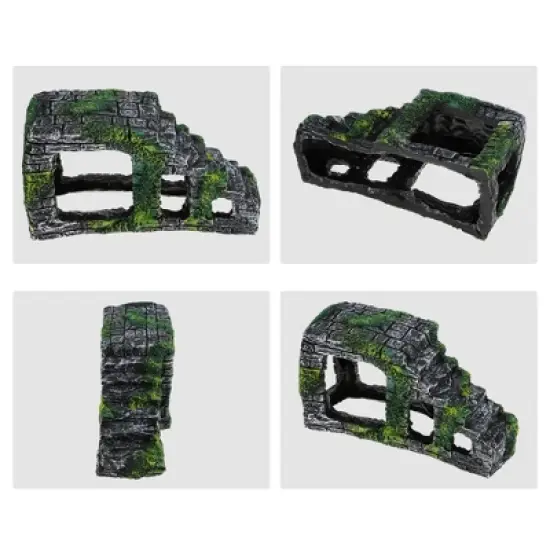 Unique Bargains Resin Tortoise Rock Turtle Basking Platform 8.7"x3.5"x4.5" Gray Green 1 Pcs image {2}