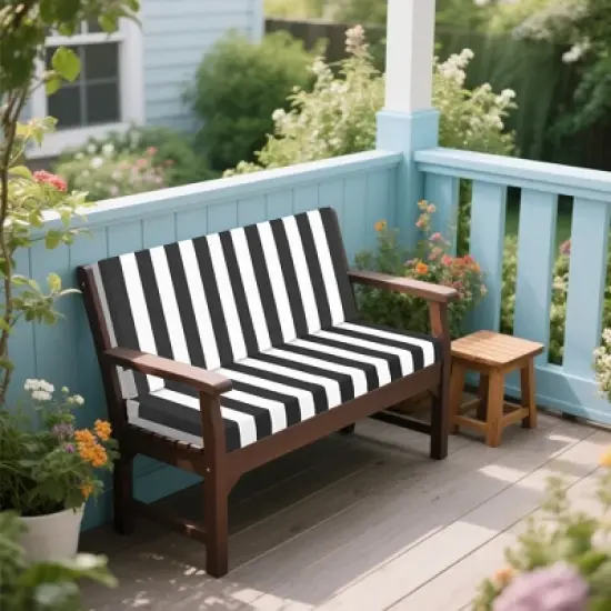 Outdoor Deep Seat Cushions for Patio Furniture &ndash; Striped Double Seat Set (1 Seat + 2 Back Cushions) &ndash; Removable Covers image {7}