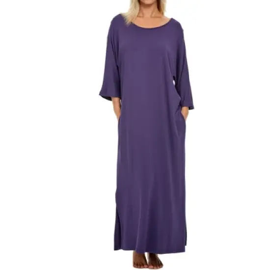 Women's Soft Knit Caftan Nightgown, Loungewear Oversized Pajamas Long Sleep Dress with Pockets image {8}