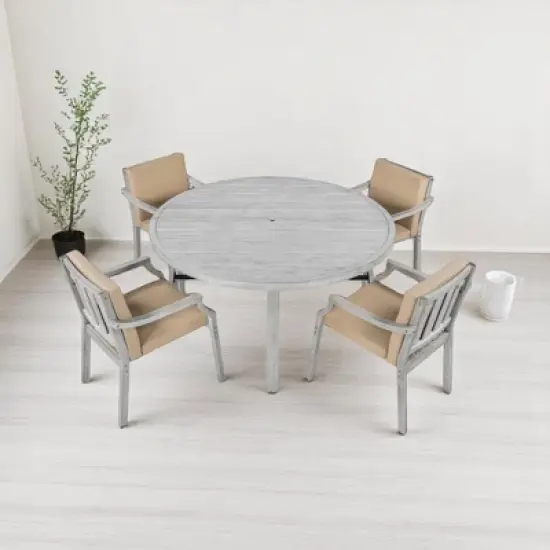 Mshliw 6-Piece Outdoor Dining Set with Acacia Wood Table image {4}