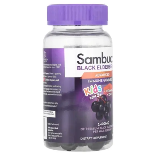 Sambucol Black Elderberry Gummies for Kids - Kids Elderberry Gummies, Added Vitamin C & Zinc, Black Elderberry Gummies Kids, Toddler Elderberry image {3}