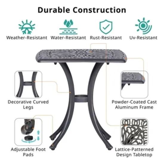 PAGED Stylish Outdoor Dining Table Resin Patio Table with Tempered Glass Tabletop for Patio, Lawn, Courtyard image {3}