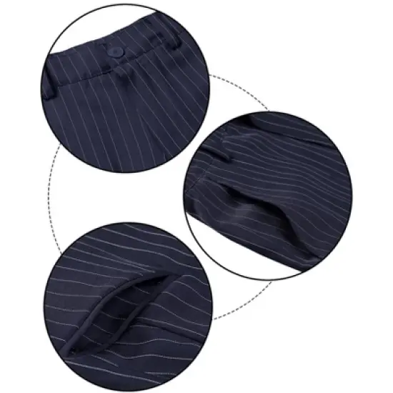Lars Amadeus Men's Stripe Dress Pants Straight Fit Vertical Stripe Formal Pants Business Trousers image {4}
