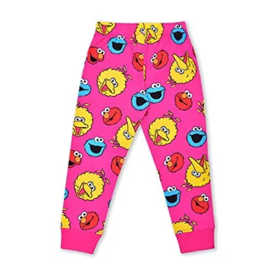 Sesame Street Girl's Elmo, Big Bird, and Cookie Monster 2 Pack Graphic Printed Long Sleeve Tee Shirt and Jogger Pants Set for infant image {2}