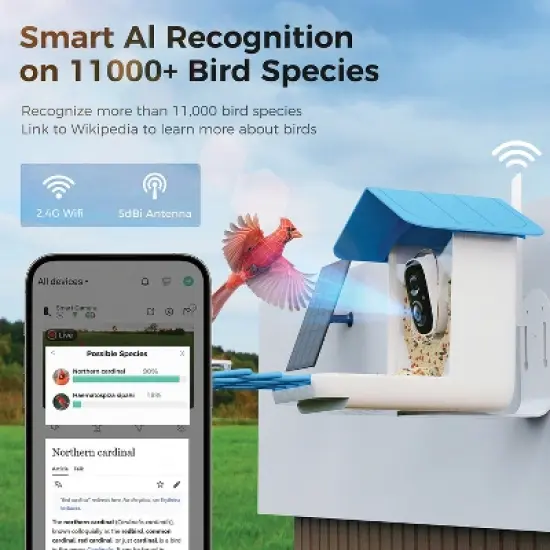 PerchMe&trade; Smart Bird Feeder with Camera (Sky Blue Canopy) image {2}