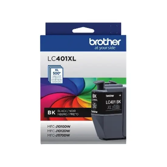 Brother LC401 Black High Yield Ink Cartridge Prints Up to 500 Pages (LC401XLBKS) image {1}