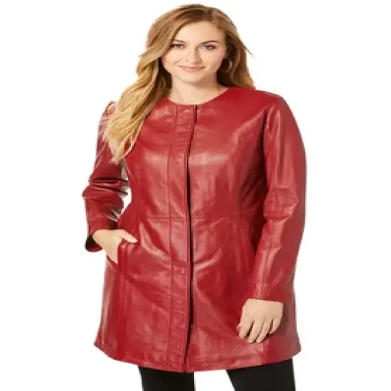 Jessica London Women&rsquo;s Plus Size Three-Quarter Leather Jacket image {4}