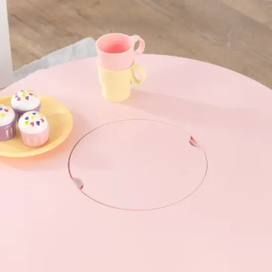 Round Storage Table and Chair Set White/Pink - KidKraft image {4}