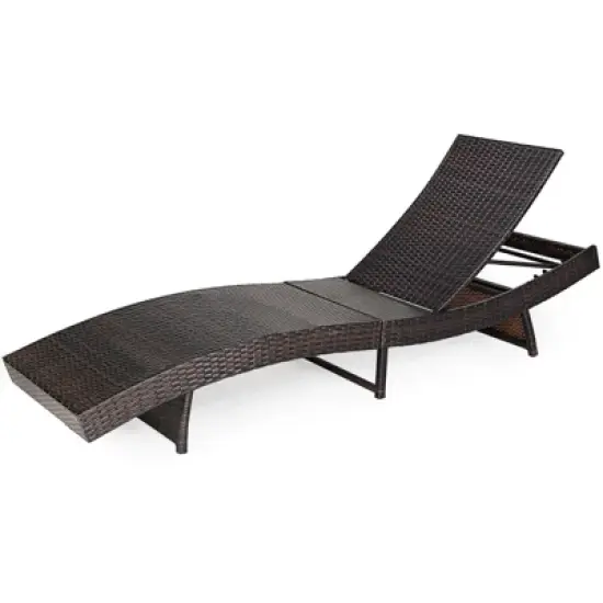 Tangkula 2-Piece Patio Adjustable Rattan Chaise Lounge Chair Folding Reclining Wicker Chair image {9}