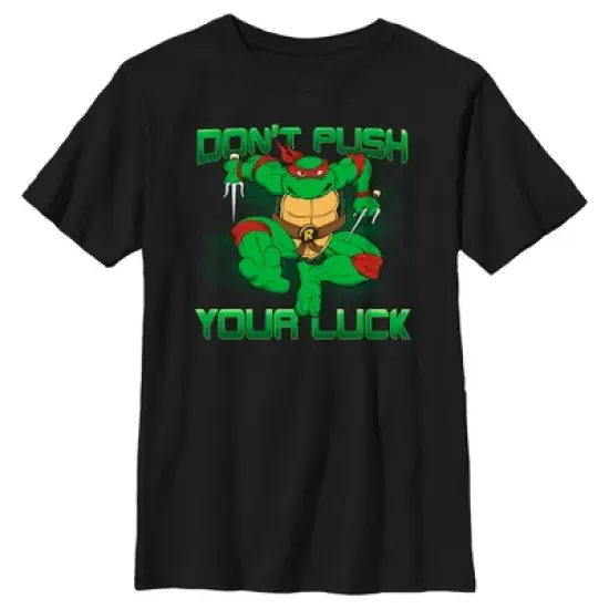Boy's Teenage Mutant Ninja Turtles St. Patrick's Day Raphael Don't Push Your Luck T-Shirt image {4}