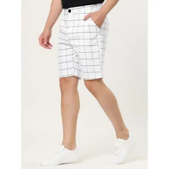 Lars Amadeus Men's Summer Plaid Shorts Slim Fit Flat Front Dress Checked Short Pants image {1}