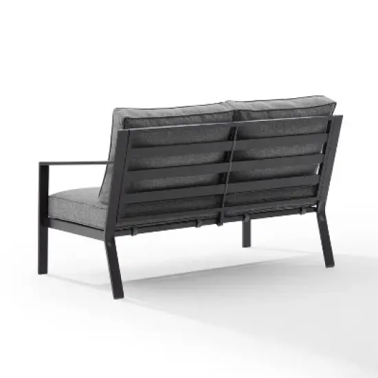 Clark Outdoor Steel Right Side Loveseat Charcoal/Matte Black - Crosley image {6}