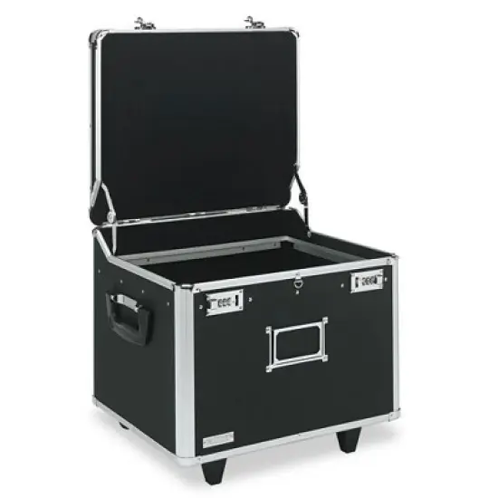 Vaultz Locking Mobile File Chest, Letter/Legal Files, 17.5" x 15.5" x 14.5", Black/Chrome image {5}