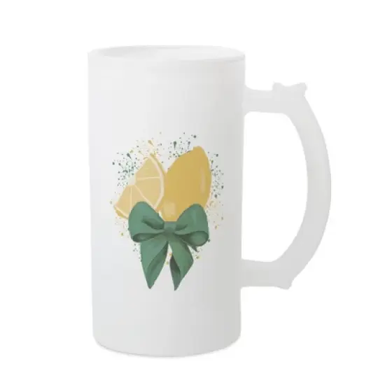 Elanze Designs Freezable Beer Stein Mug With Thumb Grip Handle, 16 Ounce Frosted Glass, Lemon image {1}