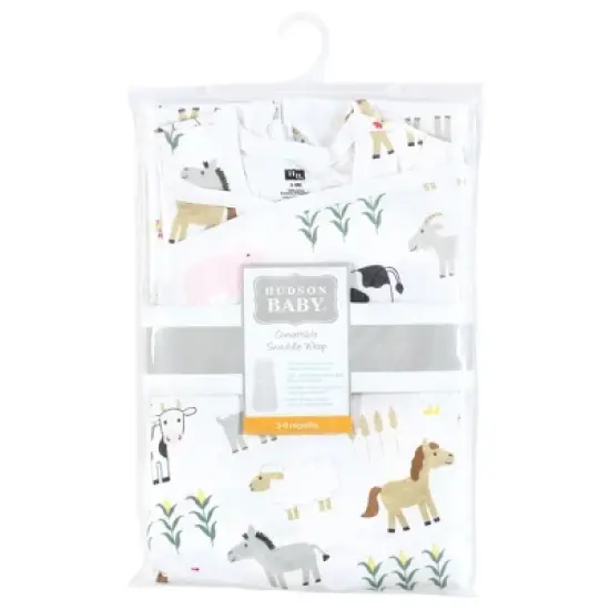 Hudson Baby Convertible Swaddle Sleep Sack, Cute Farm image {1}