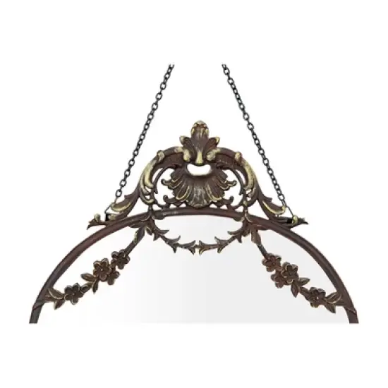 10.5" x 13.5" Antique Inspired Hanging Oval Mirror with Pewter Frame Rust Black- 3R Studios image {6}