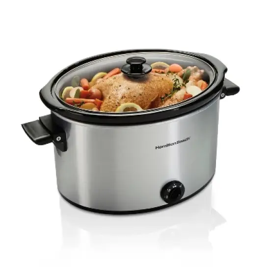 Hamilton Beach 10qt Slow Cooker - Silver: Large Stoneware Pot, 4 Knob Settings, Stay-Cool Handles, 450W, Hand Wash image {3}