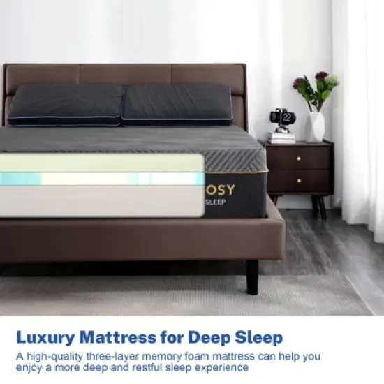 Vipbear 10/12 Inch Extra Firm Memory Foam Mattress,Cooling Gel Green Tea Bed Mattresses,Flip Firm Mattress for Back Pain,CertiPUR-US,Made in USA image {8}