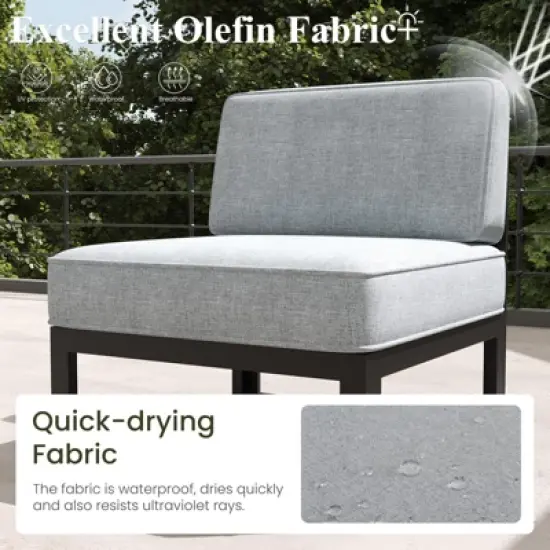 LayinSun 8-Piece Large Outdoor Modular L-Shaped Sectional Set with Coffee Table image {3}