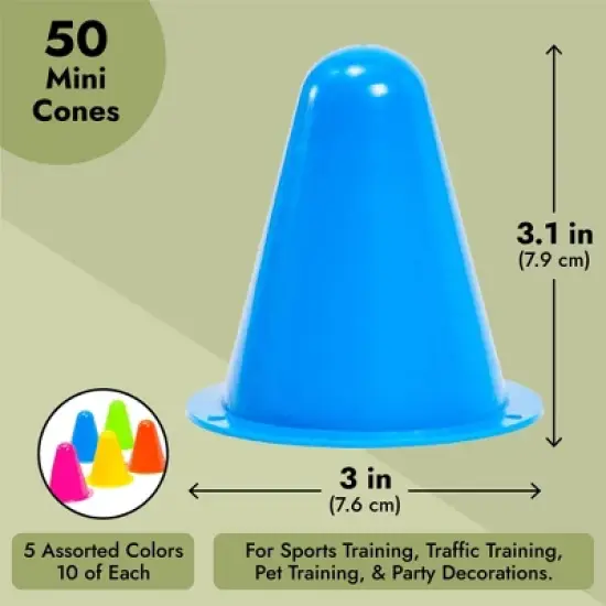 Juvale 50 Pack Mini Cones for Classroom, Small Sports Markers for Soccer, Playground - 3 inches image {6}