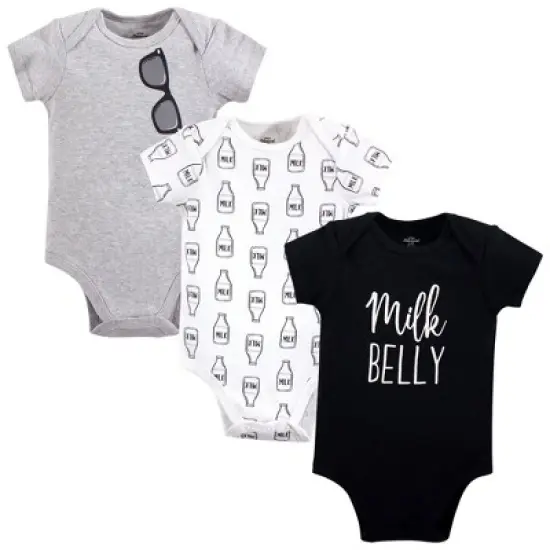 Little Treasure Baby Boy Cotton Bodysuits 3pk, Milk Belly image {1}