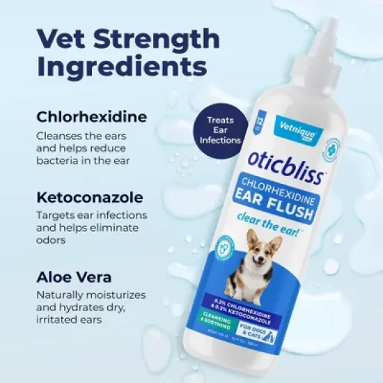 Vetnique Chlorhexidine Dog Ear Infection Flush Drops - 12 fl oz image {4}