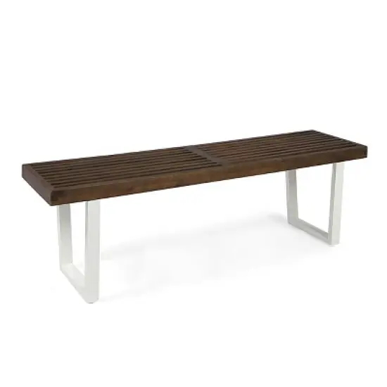 Dexmalle Modern Dark Brown and White Patio Dining Bench image {7}