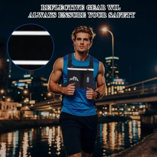 Chest Pack Running Vest with Hydration Bottle Holder, Reflective Lightweight Sports Chest Bag for Men Women Jogging Cycling Hiking image {4}