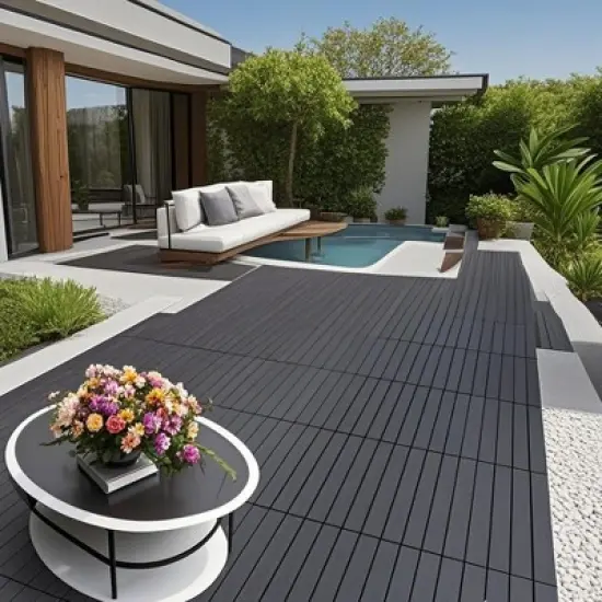 24 Pcs Patio Deck Tiles, DIY Module Interlocking Decking Tiles Floor Tile image {4}