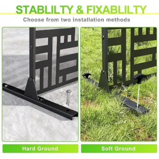 72" H&times;47" W Metal Privacy Screen with Stable Base, Freestanding Decorative Patio Screen for Hanging Plants image {6}