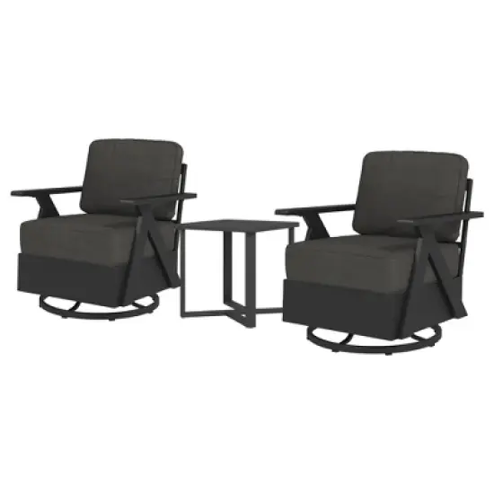 YARDSIGHT 3-Piece Outdoor Patio Swivel Chair Set with 2 Armchairs & Side Table, Weather-Resistant Furniture for Balcony, Porch, Deck image {10}
