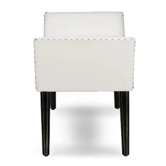 Tamblin Modern And Contemporary Faux Leather Upholstered Large Ottoman Seating Bench - White - Baxton Studio image {2}