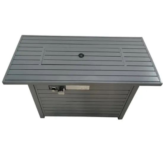 25'' H x 42'' W Steel Propane Outdoor Fire Pit Table with Lid (Grey) image {5}