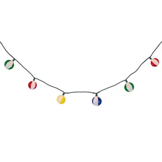 Northlight Beach Ball Patio Light Set - 6' Green Wire - 10ct image {3}