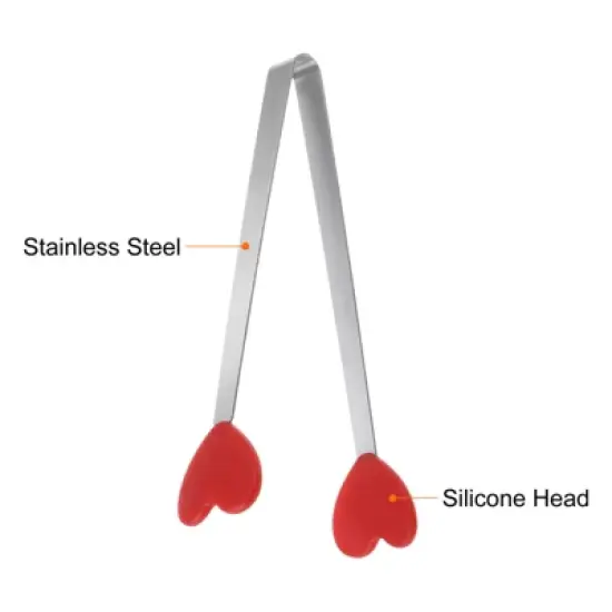 Unique Bargains Stainless Steel Silicone Tips Mini Kitchen Food Tongs 8 Pcs image {3}