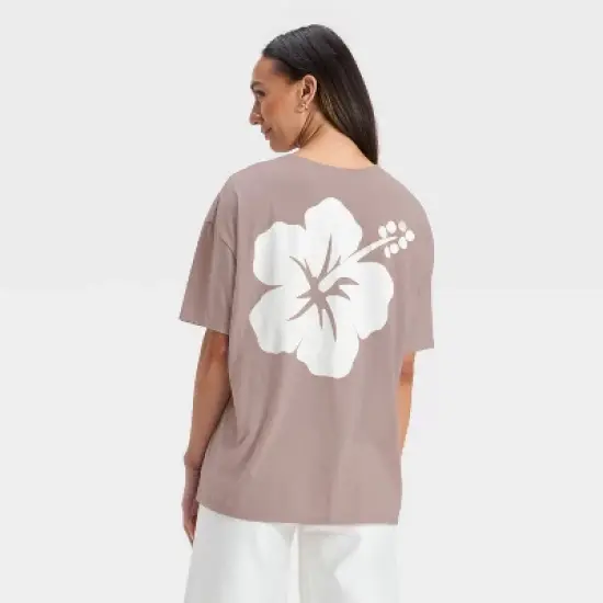 Women's Snoopy Surfer Oversized Short Sleeve Graphic T-Shirt - Taupe image {1}