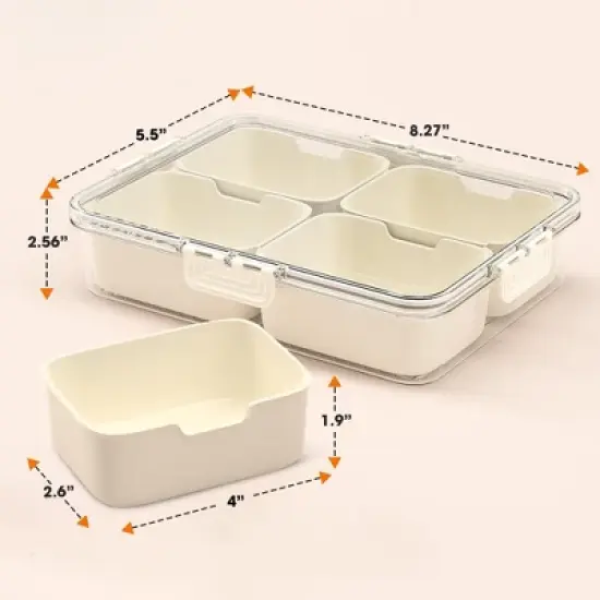 Cheer Collection Airtight 4 Compartment Modular Food Container with Removable Nesting Cups image {3}