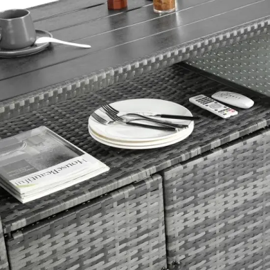 MOEPISY Outdoor Wicker Serving Cart Wheels image {7}