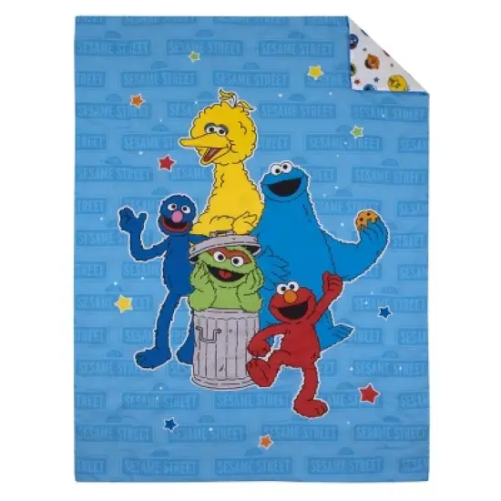 Sesame Street Come and Play Blue, Green, Red and Yellow, Elmo, Big Bird, Cookie Monster, Grover, and Oscar the Grouch 4 Piece Toddler Bed Set image {1}