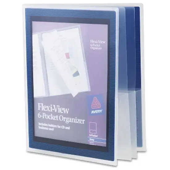 Avery Flexi-View Six-Pocket Polypropylene Organizer 150-Sheet Cap. Translucent/Navy 47696 image {3}