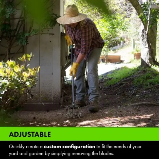 Yard Butler Adjustable Rotary Cultivator Garden Tool - Manual Tiller & Garden Cultivator - IRC-3 image {4}