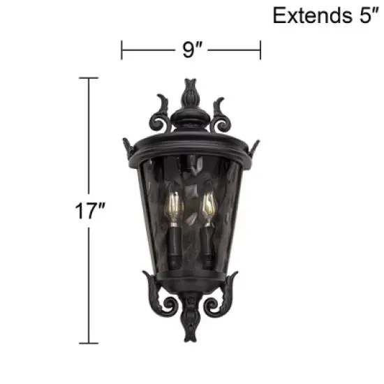 John Timberland Casa Marseille Vintage Rustic Outdoor Wall Light Fixture Textured Black Scroll 17" Clear Hammered Glass for Post Exterior Barn Deck image {7}