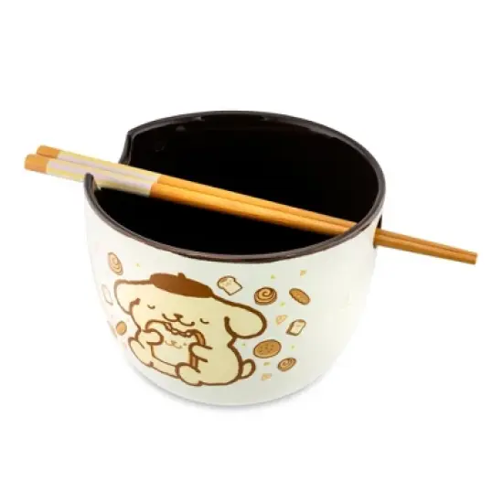 Silver Buffalo Sanrio Pompompurin 20-Ounce Ramen Bowl With Chopsticks and Spoon image {2}
