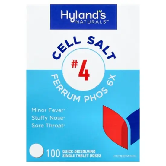 Hyland's Naturals Cell Salt #4, Ferrum Phos 6X, 100 Quick-Dissolving Single Tablets image {4}