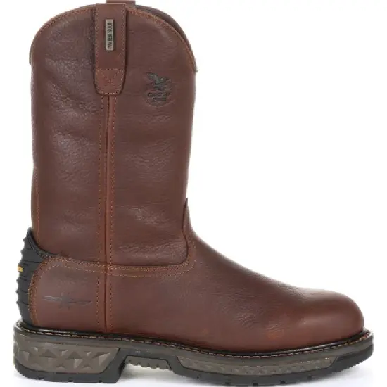 Men's Brown Georgia Boot Carbo-Tec LT Waterproof Pull-on Work Boot Size 8 image {6}