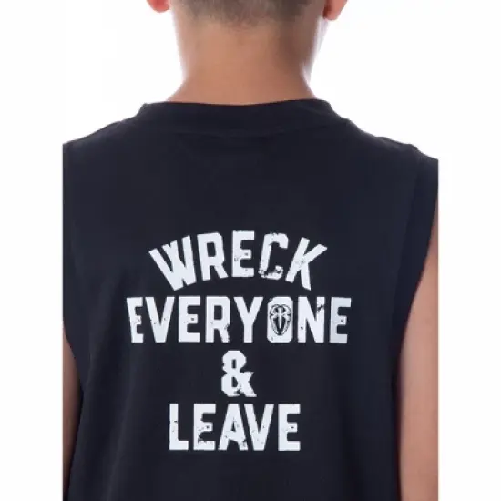 WWE Boys' Roman Reigns Icon Wreck Everyone And Leave Tank Short Pajama Set Black image {4}