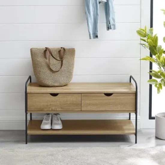 Modern 2 Drawer Storage Entry Bench - Saracina Home image {3}