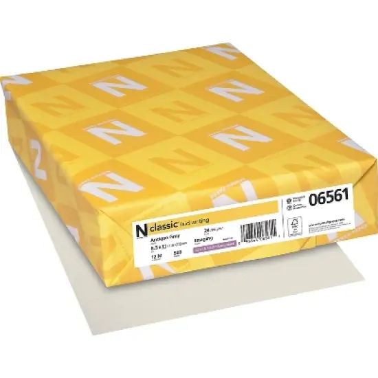 Neenah Paper Classic 8 1/2" x 11" 24 lbs. Laid Writing Imaging Paper Antique Gray 500/Ream 06561 image {3}