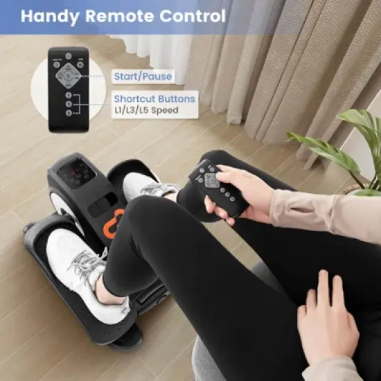 Costway Under Desk Elliptical Machine w/ Display Monitor Remote Control for Home Office Black/White image {5}