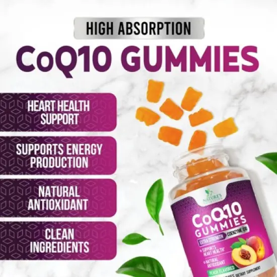 CoQ10 100mg Gummies, Coenzyme Q10 Supplement, CoQ10 Gummies Antioxidant for Heart Health & Energy Production - 120 Gummies By Nature's Nutrition image {4}